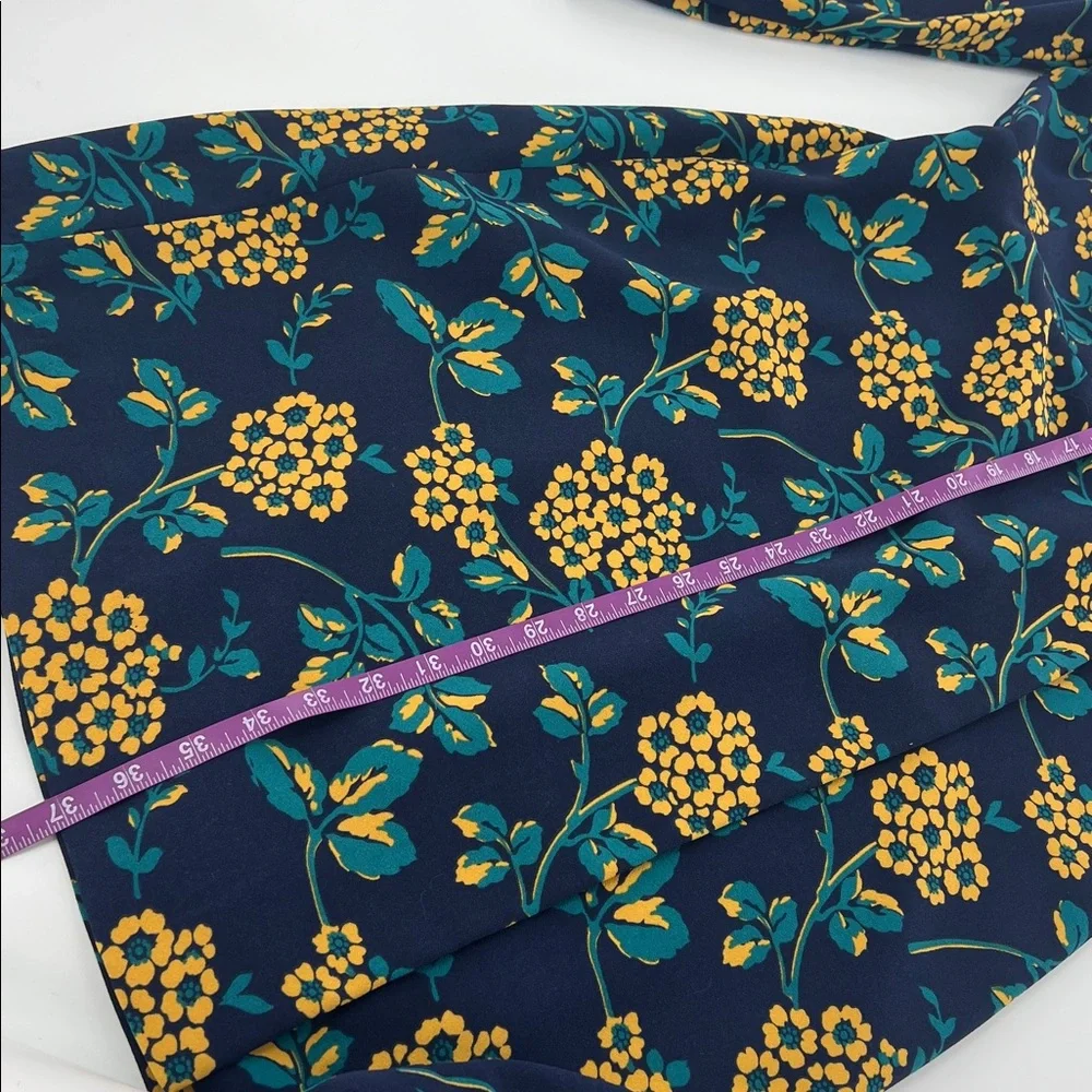 J.Crew Golden floral wrap dress in‎ 365 crepe Navy/Yellow mature office